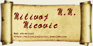 Milivoj Mićović vizit kartica